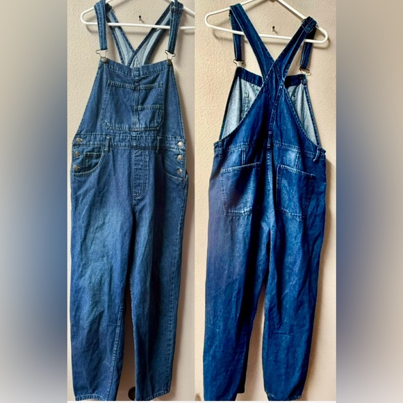 Free People We The Free Ziggy Relaxed Boho Slouchy Denim Overalls Size Medium - Picture 2 of 10